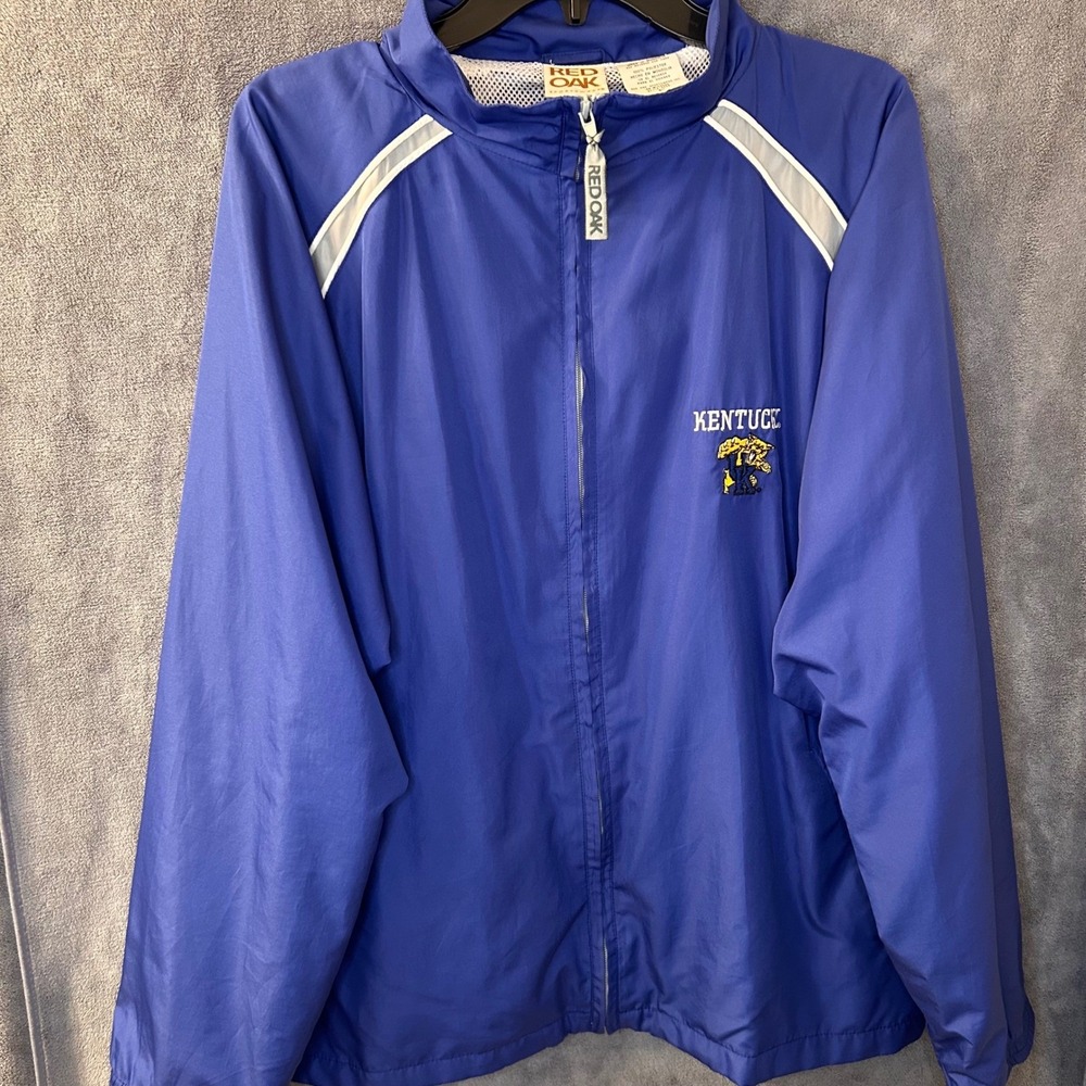 VTG Kentucky Wildcats Mens L Red Oak Sportswear Track Jacket Windbreaker Blue